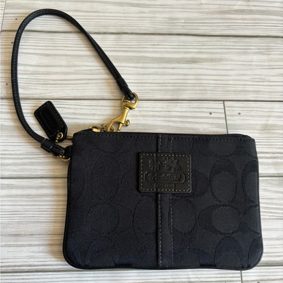 Coach Black Wristlet with Gold Accents - Picture 1 of 7